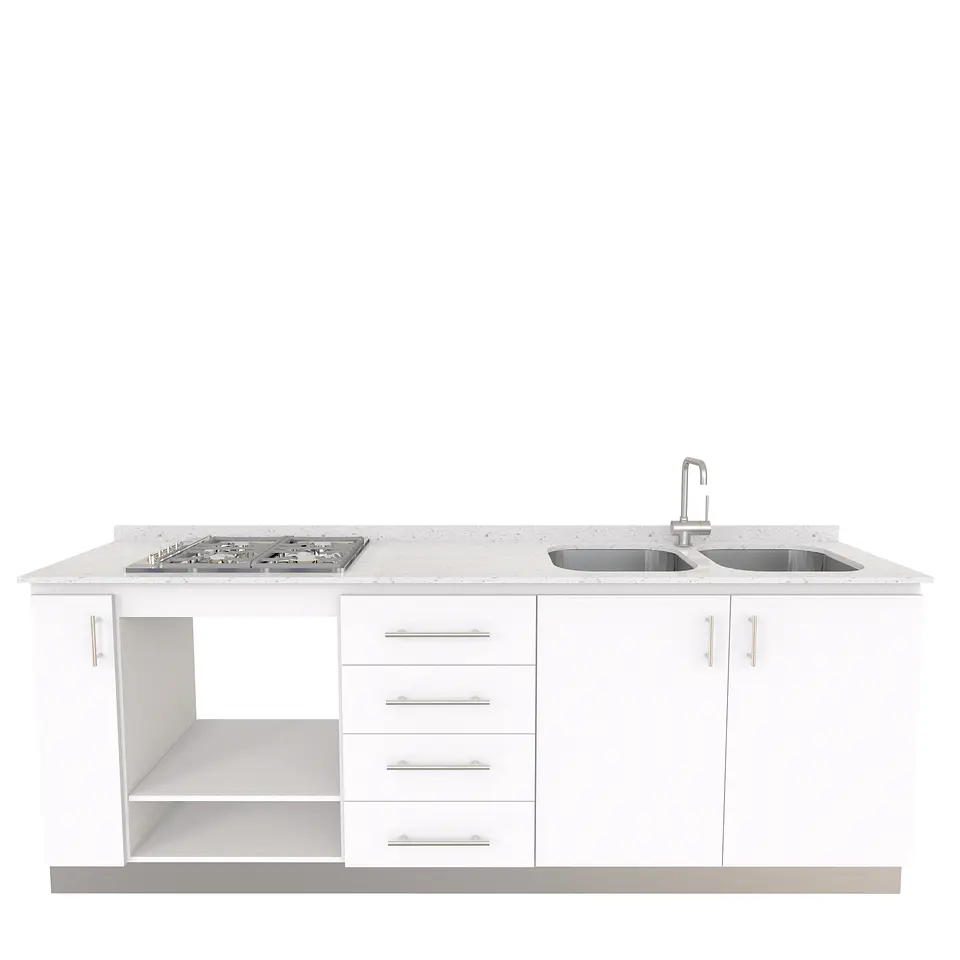 Mueble lavaplatos doble  integral MIT-2400  con cubierta de cuarzo de 240 cm 1
