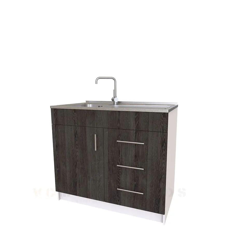 Mueble lavaplatos simple M1-1000-D con cubierta de acero inox de 100 cm 2