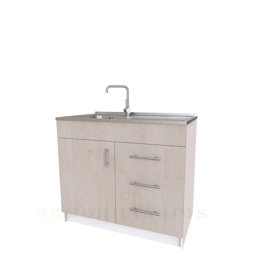 Mueble lavaplatos simple M1-1000-D con cubierta de acero inox de 100 cm 3