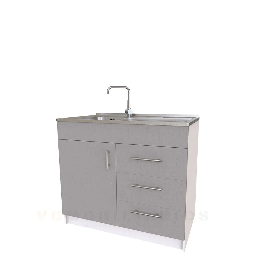 Mueble lavaplatos simple M1-1000-D con cubierta de acero inox de 100 cm 5