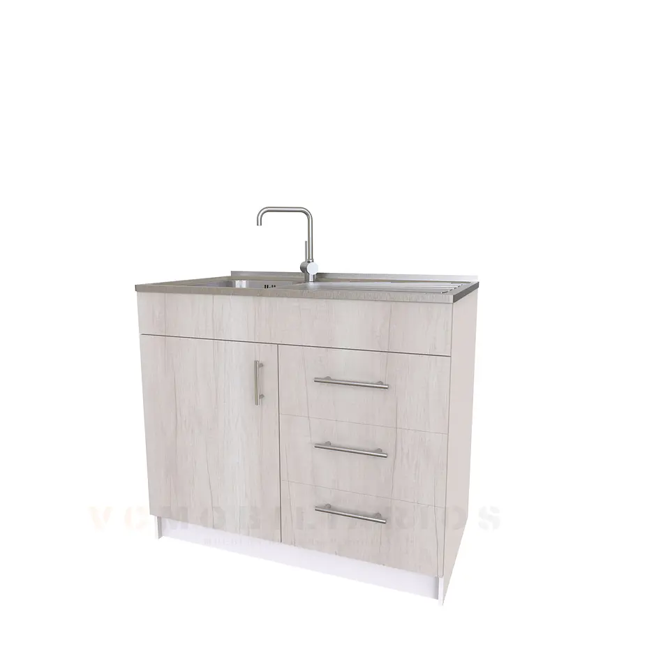 Mueble lavaplatos simple M1-1000-D con cubierta de acero inox de 100 cm 6
