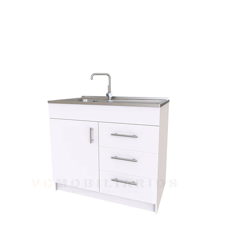 Mueble lavaplatos simple M1-1000-D con cubierta de acero inox de 100 cm