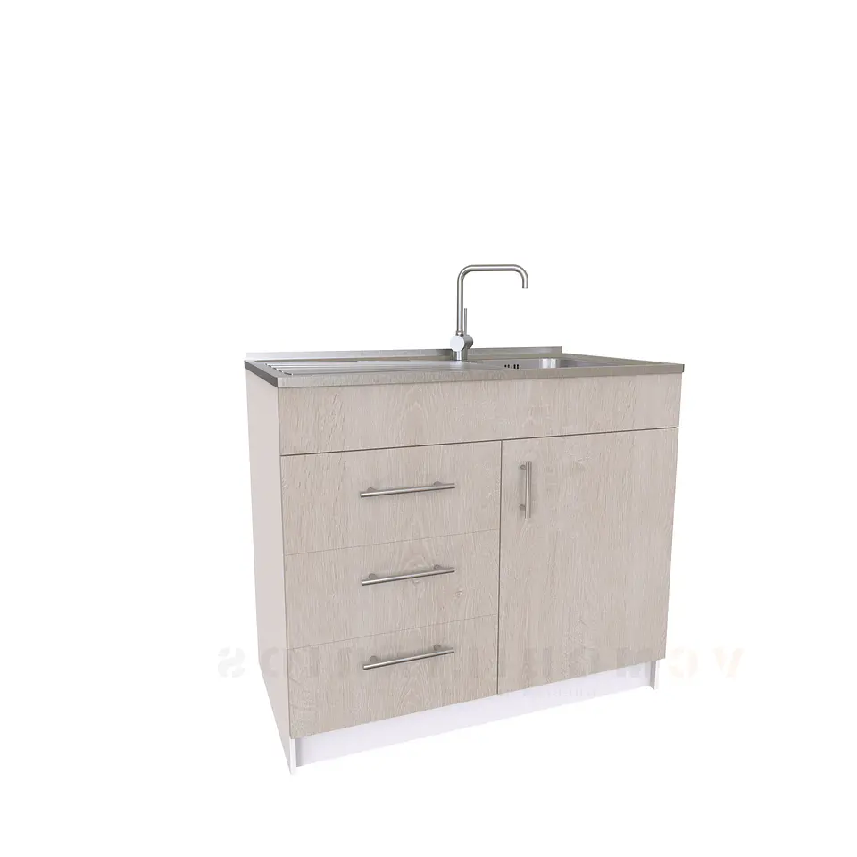 Mueble lavaplatos simple M1-1000-I con cubierta de acero inox de 100 cm 3