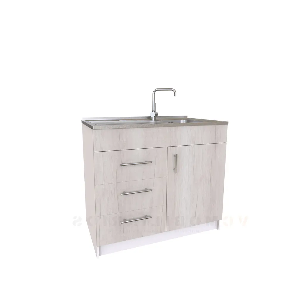 Mueble lavaplatos simple M1-1000-I con cubierta de acero inox de 100 cm 6