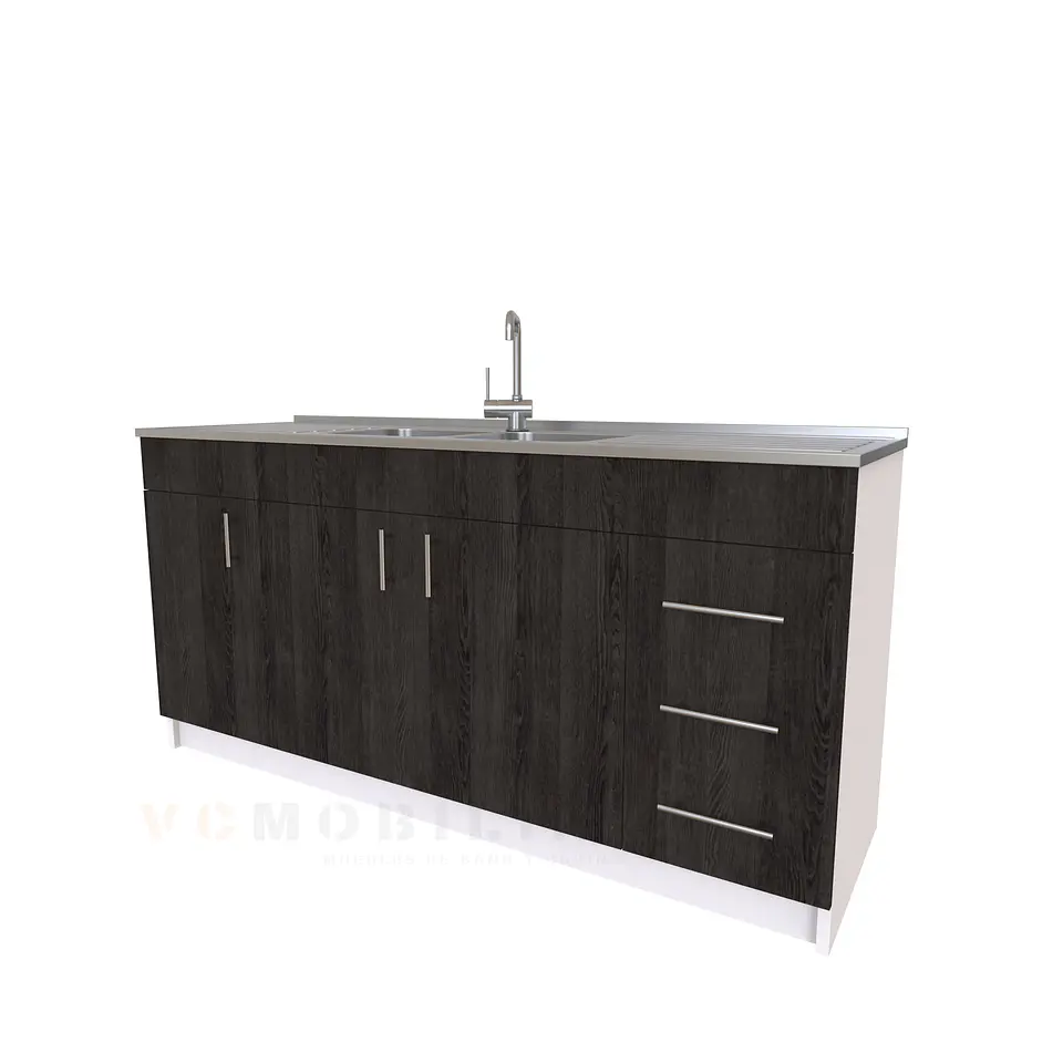Mueble lavaplatos Doble M1-1800-C con cubierta de acero inox de 180 cm 2