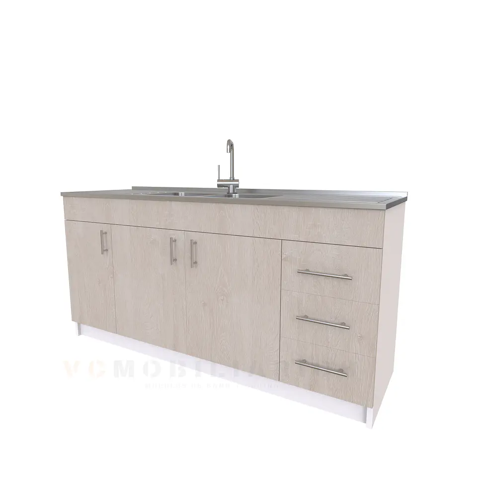Mueble lavaplatos Doble M1-1800-C con cubierta de acero inox de 180 cm 3
