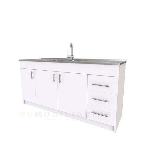 Mueble lavaplatos Doble M1-1800-C con cubierta de acero inox de 180 cm
