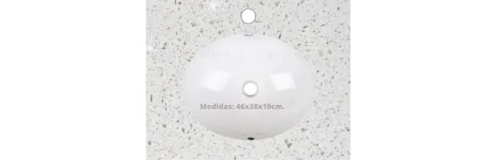 Cubierta de cuarzo para vanitorios de 70 cm / LO / Blanco Galaxys 1