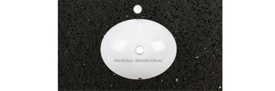 Cubierta de cuarzo para vanitorios de 80 cm / LO / Negro Galaxys 1