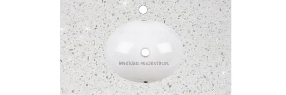 Cubierta de cuarzo para vanitorios de 90 cm / LO / Blanco galaxys 1