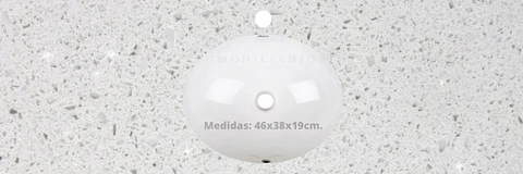 Cubierta de cuarzo para vanitorios de 130 cm / LO / Blanco Galaxys