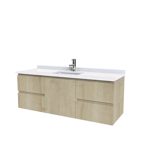 Mueble Vanitorio aereo simple de 160 cm M2-1603 / Roble Rustico