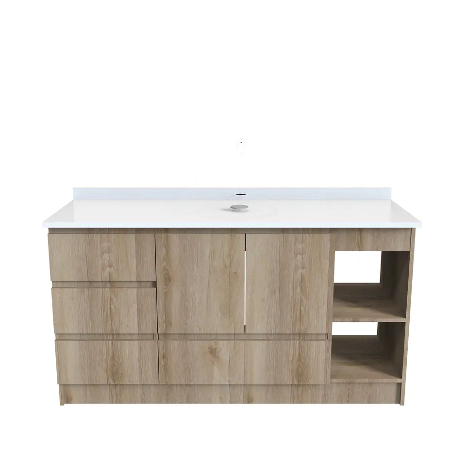 Mueble Vanitorio al piso para lavamanos sobre poner de 140 cm M2-1400-SPP / Cava 1