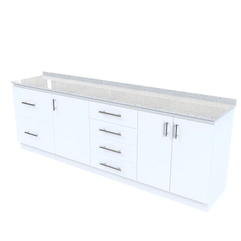 Mueble meson con cubierta de cuarzo de 260 cm / M1-2620 / Blanco