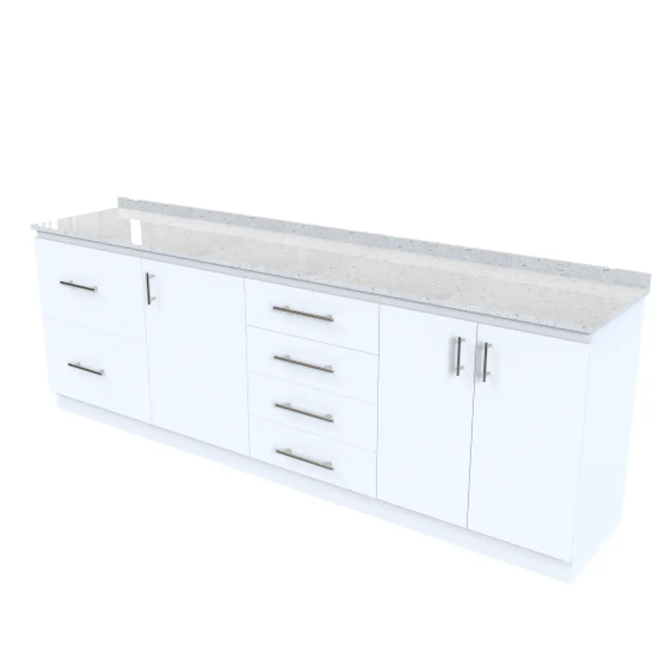 Mueble meson con cubierta de cuarzo de 260 cm / M1-2620 / Blanco 1