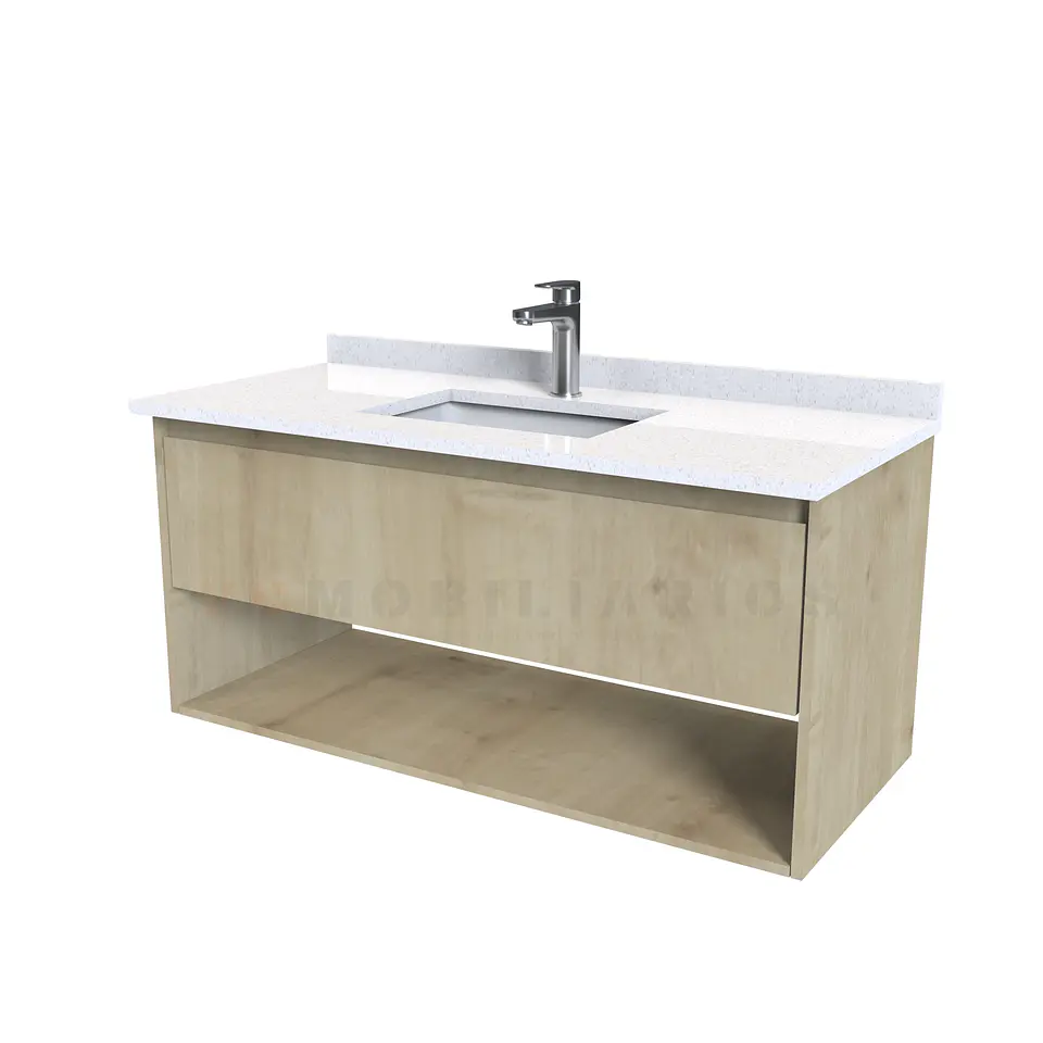 Mueble Vanitorio aereo de 110cm M7-1108-A con cubierta de cuarzo / Rustico 1