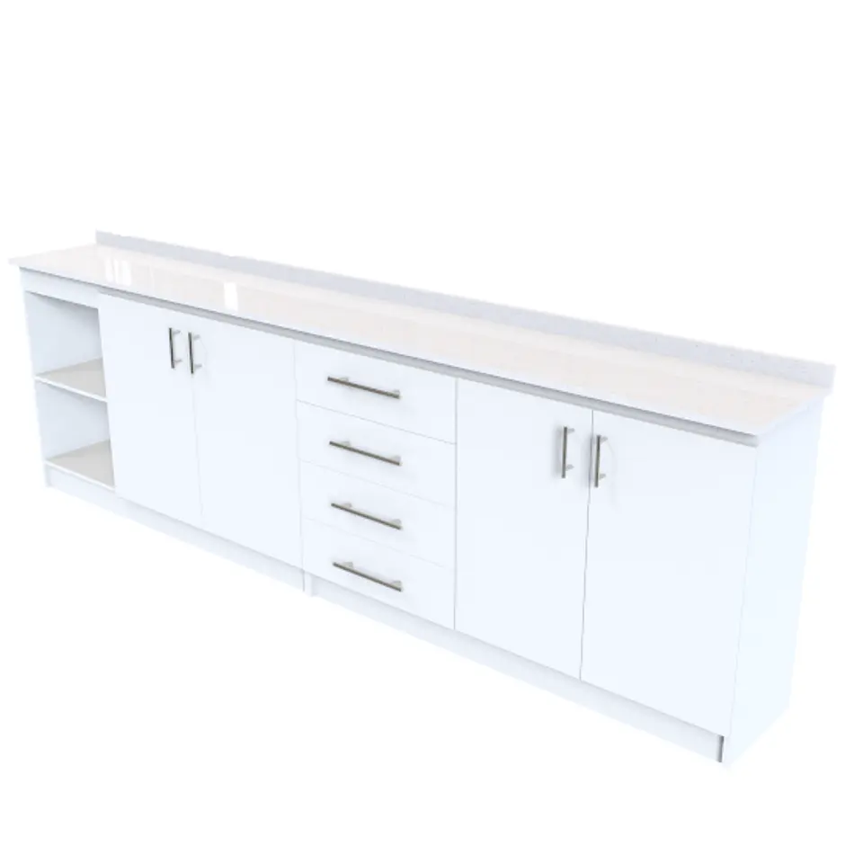 Mueble meson con cubierta de cuarzo de 290 cm / M1-2920 / Blanco 1