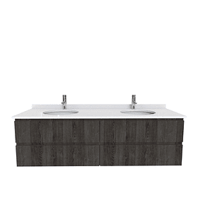 Mueble vanitorio Doble Aéreo  de 150 cm con cubierta de cuarzo /  M4-1533 -DA /  Espresso