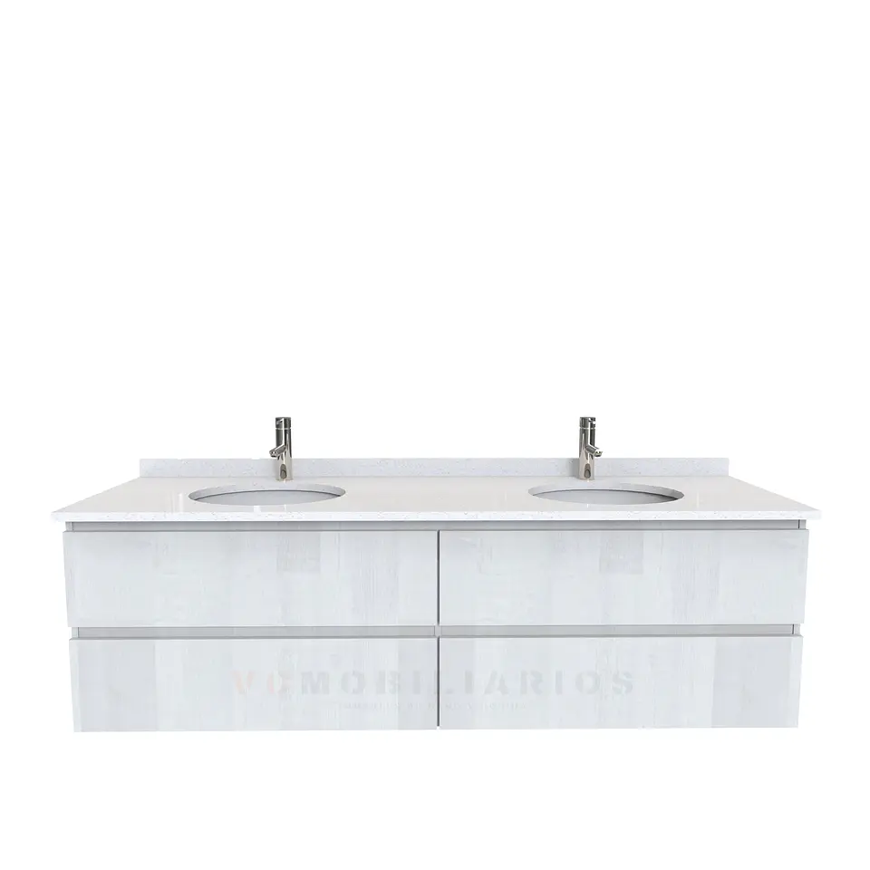 Mueble vanitorio Doble Aéreo  de 150 cm con cubierta de cuarzo /  M4-1533 -DA /  Legno 1
