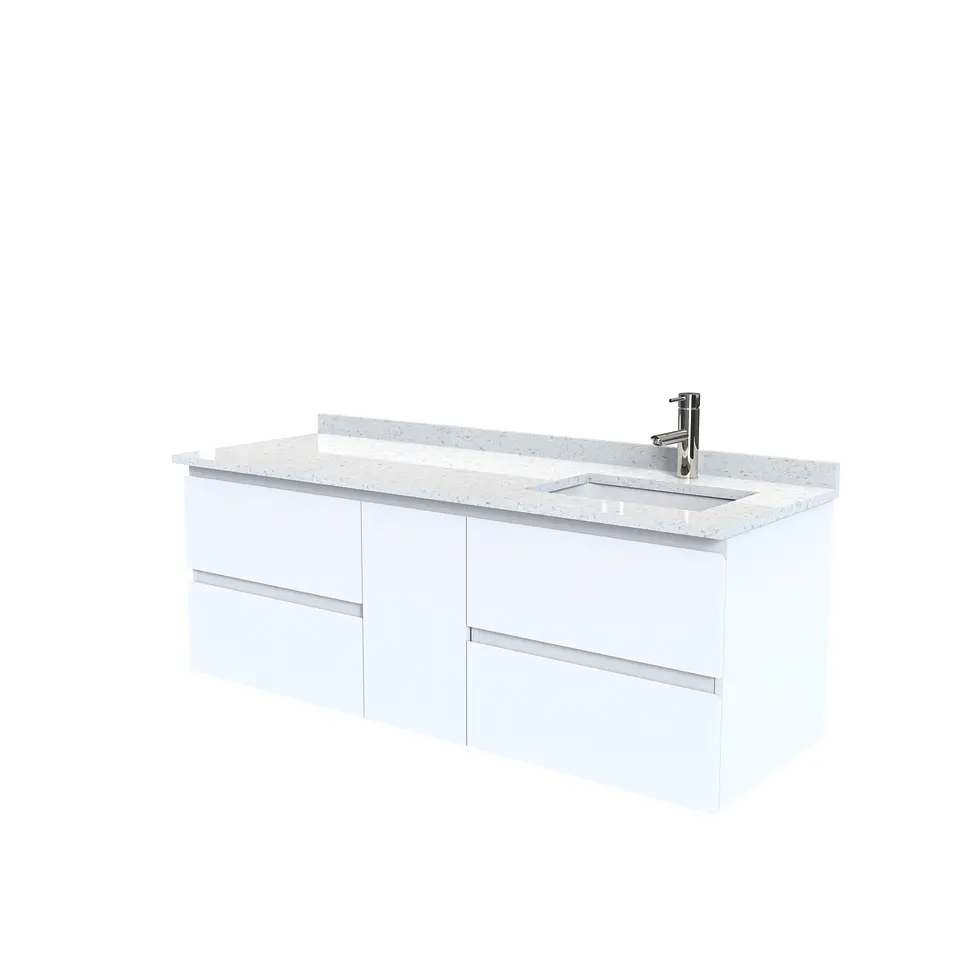 Mueble vanitorio Aéreo de 150 cm con cubierta de cuarzo / M2-1533 -A / Blanco 1
