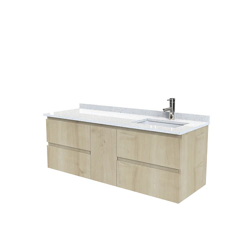 Mueble vanitorio Aéreo de 150 cm con cubierta de cuarzo / M2-1533 -A / Rustico