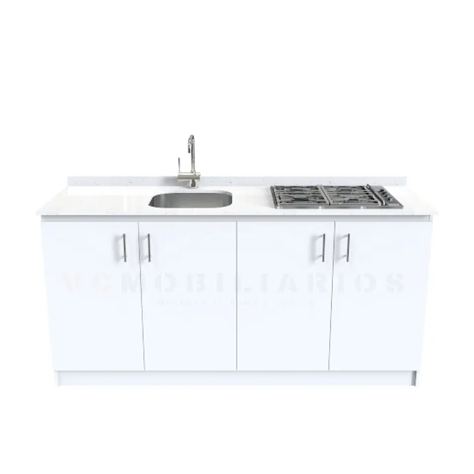 Mueble lavaplatos integral M0-1834-MI de 180 cm / Cuarzo / Blanco 1