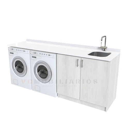 Mueble para logia de 220cm con lavadero y cubierta de cuarzo / M1-2230-MLO / Toscana