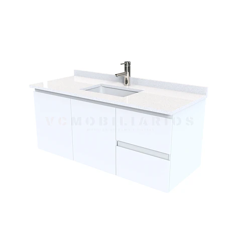 Mueble vanitorio aereo simple de 130cm  M2-1338-A / Blanco