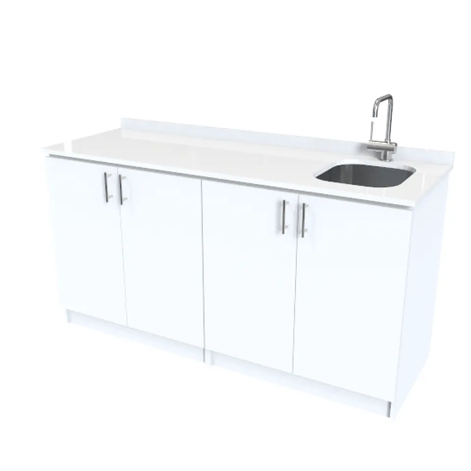 Mueble para logia con lavadero incluido  de 170 cm / Cuarzo blanco snow / Derecho 1