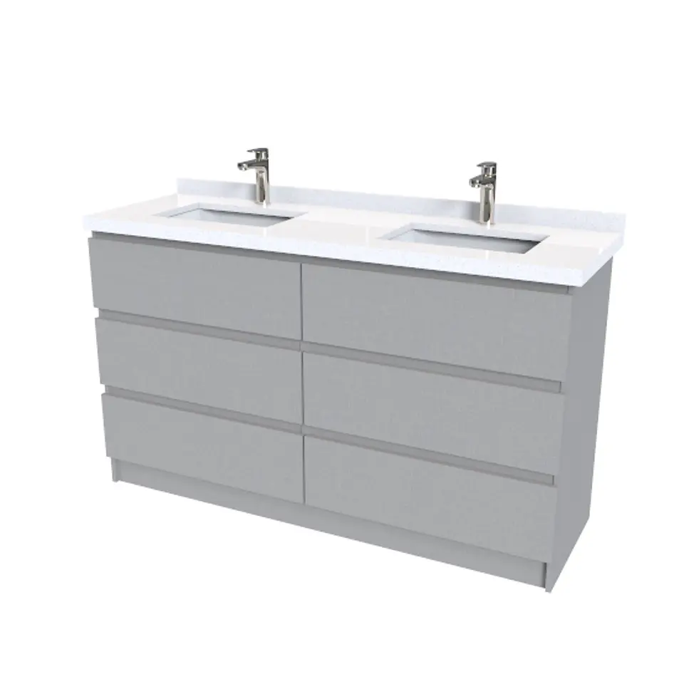 Mueble Vanitorio  doble con cubiertas  de cuarzo  M6-1538-DP / Notte 1