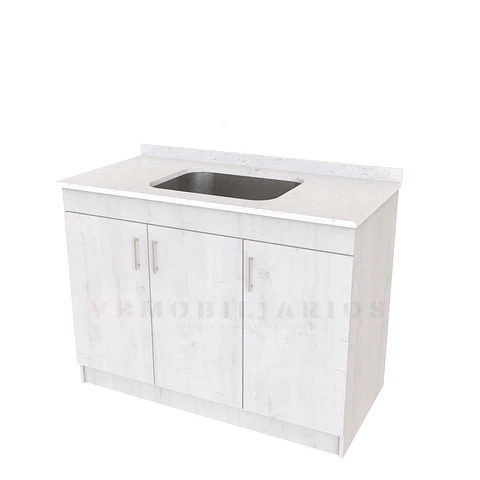 Mueble lavadero de 100 cm con cubierta de Cuarzo  / alaska