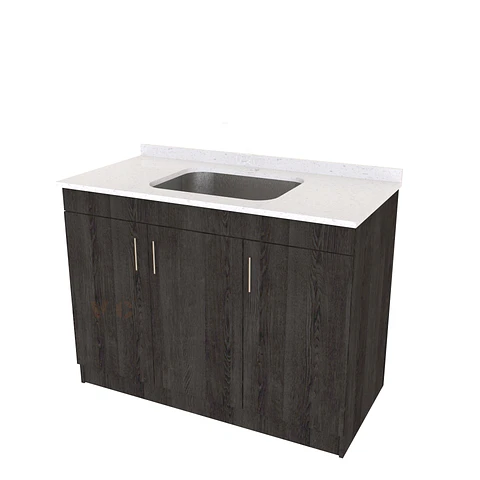 Mueble lavadero de 100 cm con cubierta de Cuarzo  / Espresso