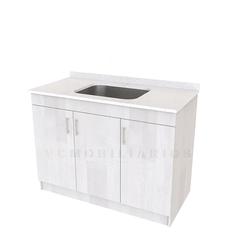 Mueble lavadero de 100 cm con cubierta de Cuarzo  / Legno
