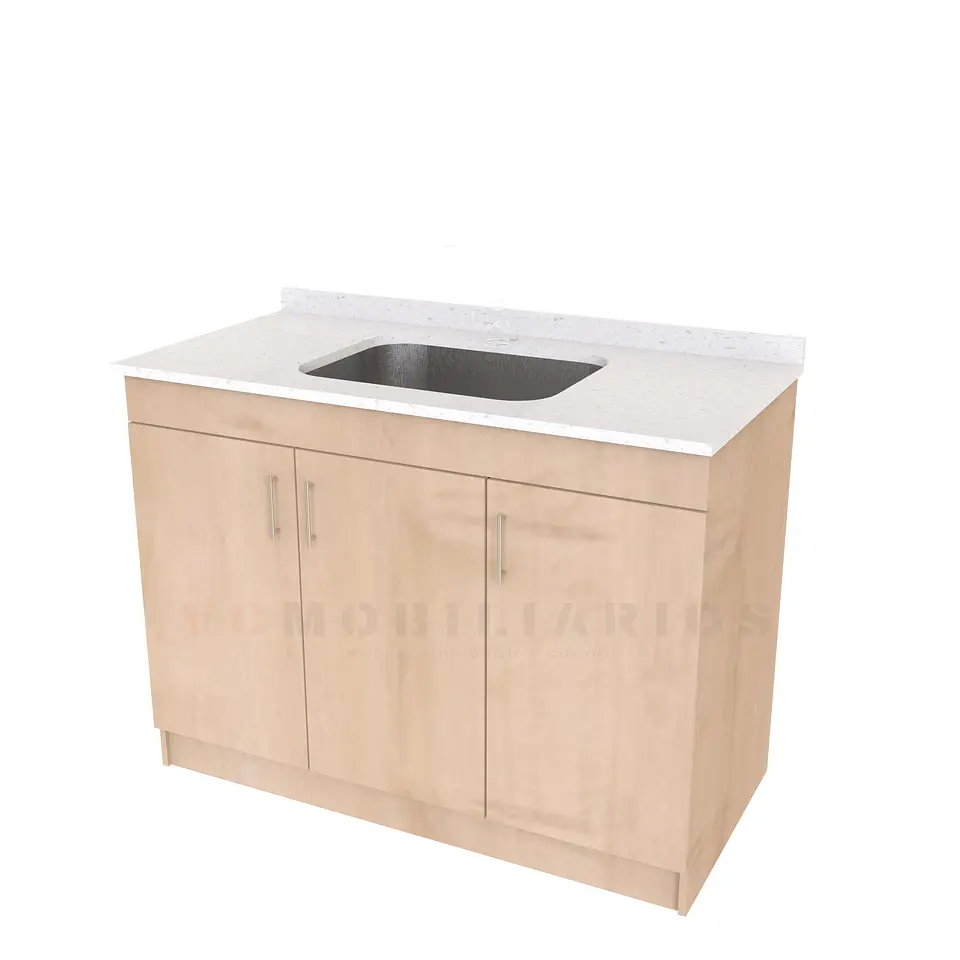 Mueble lavadero de 100 cm con cubierta de Cuarzo  / Rustico 1
