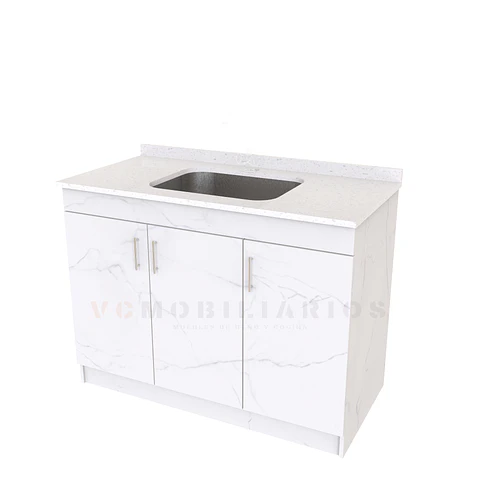 Mueble lavadero de 100 cm con cubierta de Cuarzo  / Marmara
