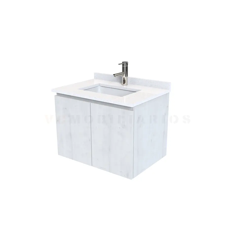 Mueble vanitorio aereo de 60 cm con cubierta de cuarzo / M0-638-A / Alaska 1