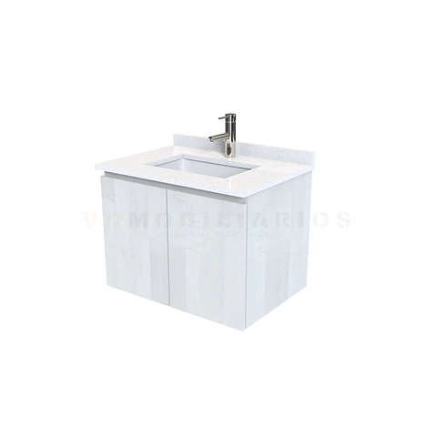 Mueble vanitorio aereo de 60 cm con cubierta de cuarzo / M0-638-A / Legno