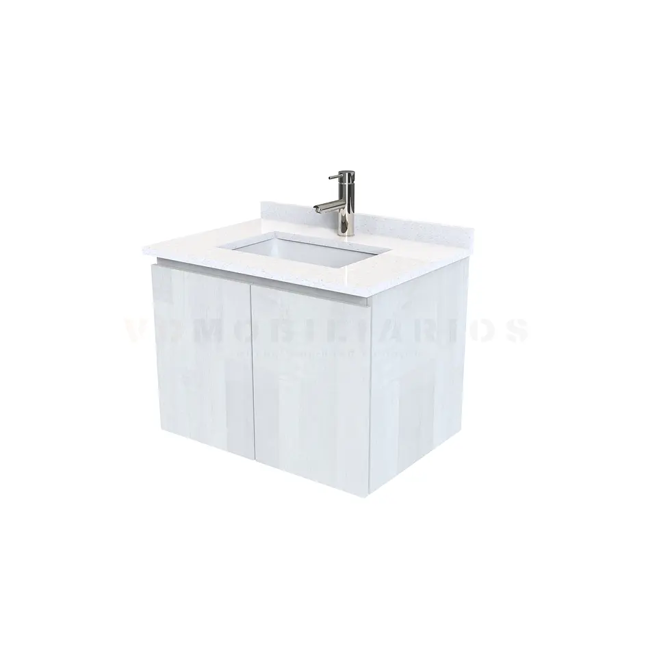 Mueble vanitorio aereo de 60 cm con cubierta de cuarzo / M0-638-A / Legno 1