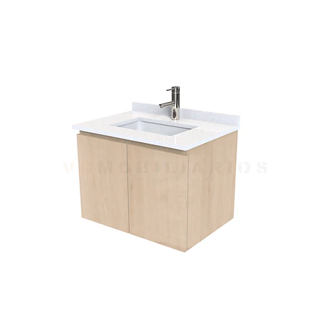 Mueble vanitorio aereo de 60 cm con cubierta de cuarzo / M0-638-A / Rustico