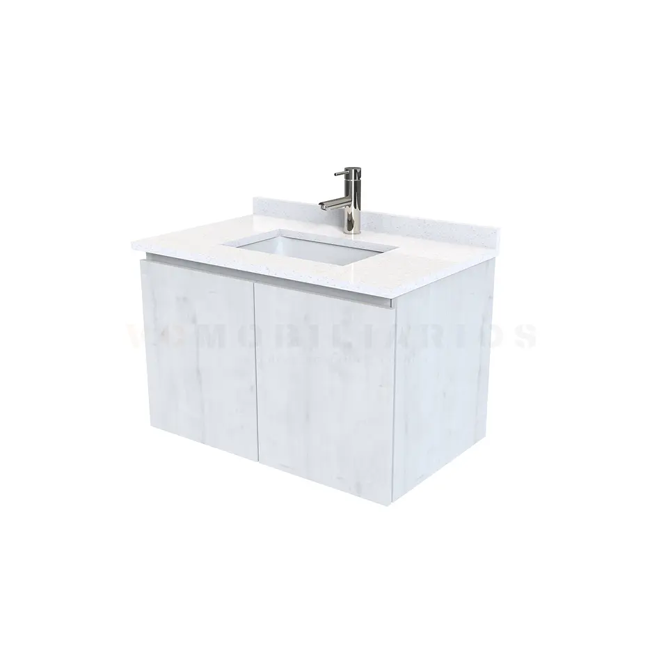 Mueble vanitorio aereo de 70 cm con cubierta de cuarzo / M0-738-A / Alaska 1