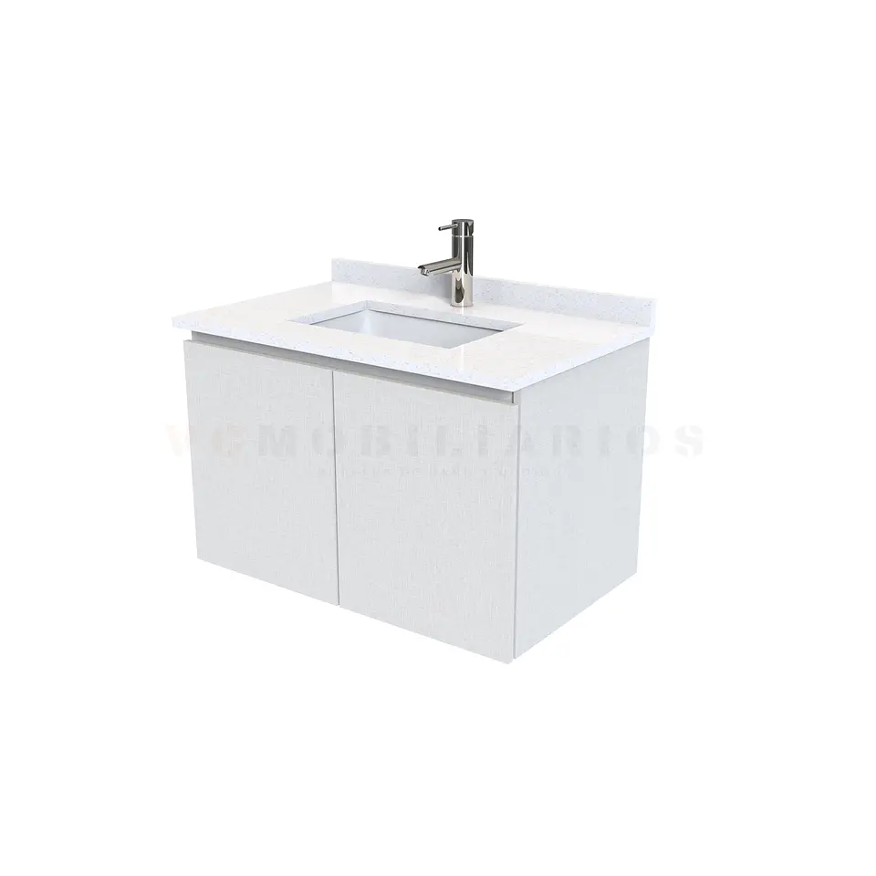 Mueble vanitorio aereo de 80 cm con cubierta de cuarzo / M0-838-A / Giorno 1