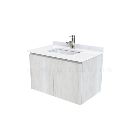 Mueble vanitorio aereo de 80 cm con cubierta de cuarzo / M0-838-A / Toscana