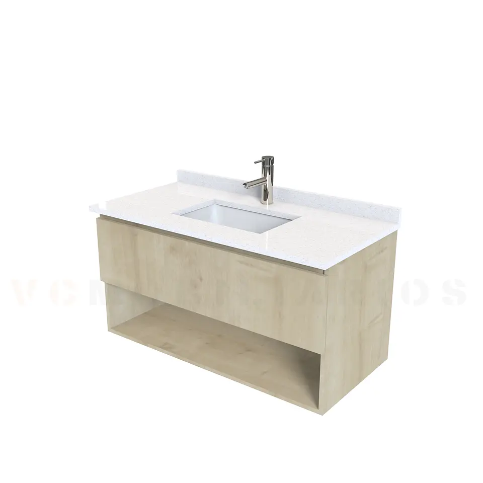Mueble Vanitorio aereo de 100cm M1-1038-A con cubierta de cuarzo / Rustico 1