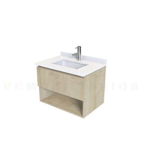 Mueble Vanitorio aereo de 70cm M1-738-A con cubierta de cuarzo / Rustico
