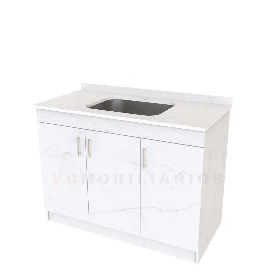 Mueble lavadero de 120 cm con cubierta de Cuarzo  / Marmara 1