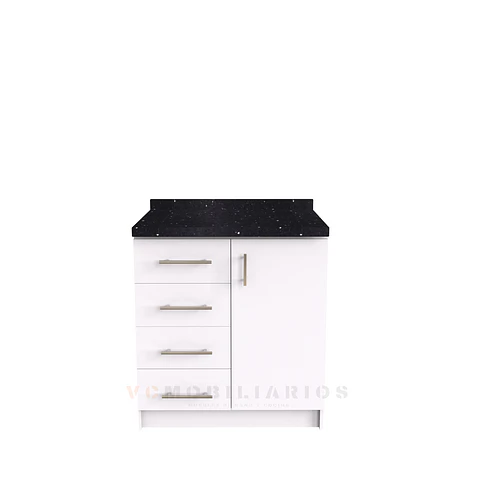 Mueble meson con cubierta de cuarzo de 90 cm / M1-950 / Blanco