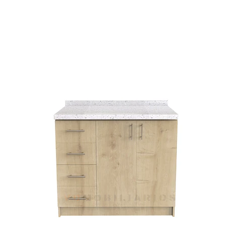Mueble meson con cubierta de cuarzo de 100 cm / M1-1040 / Rustico