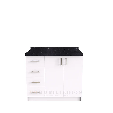 Mueble meson con cubierta de cuarzo de 100 cm / M1-1050 / Blanco