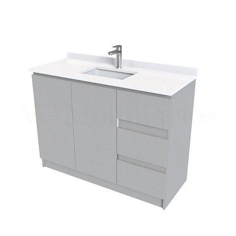 Mueble vanitorio al piso de 120 cm con cubierta de cuarzo M2-1238 / Notte