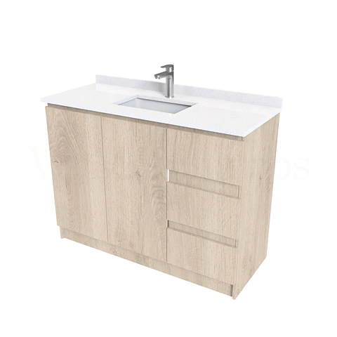 Mueble vanitorio al piso de 130 cm con cubierta de cuarzo M2-1338 / Jerez